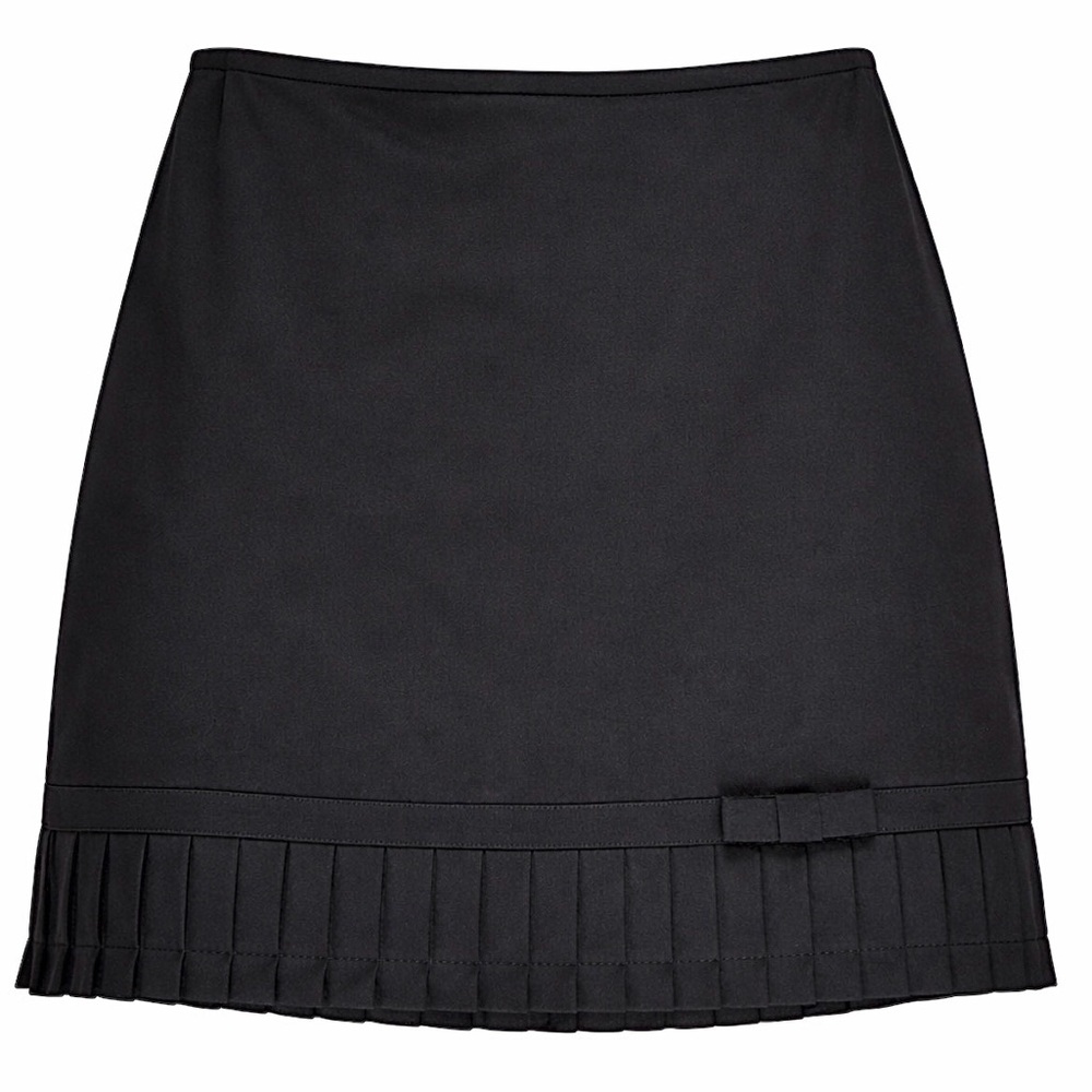 🎀 Context Wool-Lined Pleated Hem with Bow Skirt Mini Excellent